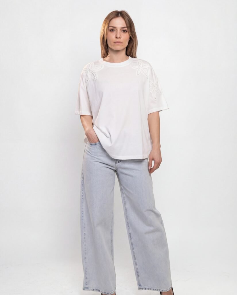 Floral Embroidered Oversized T-Shirt