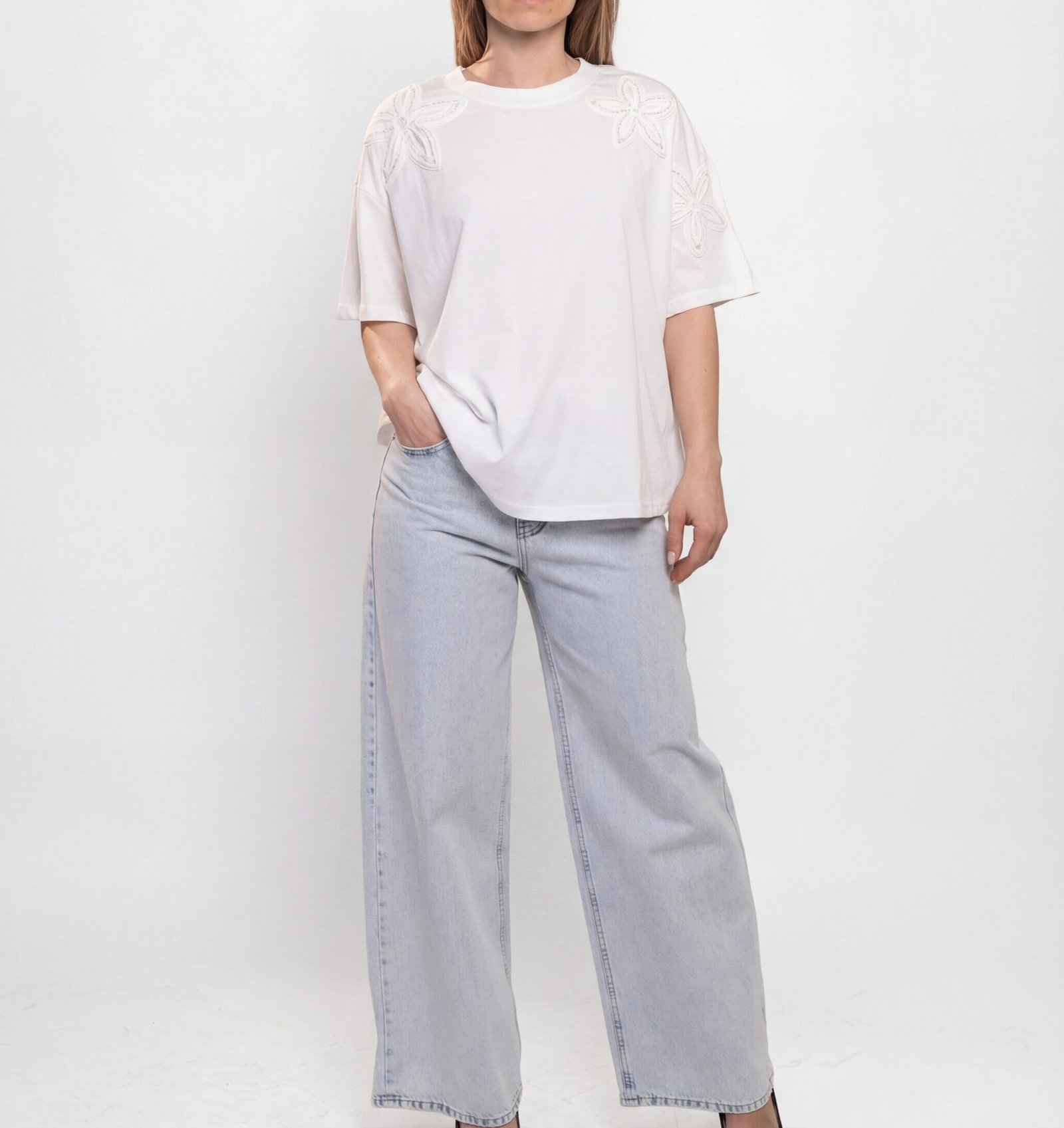 Floral Embroidered Oversized T-Shirt