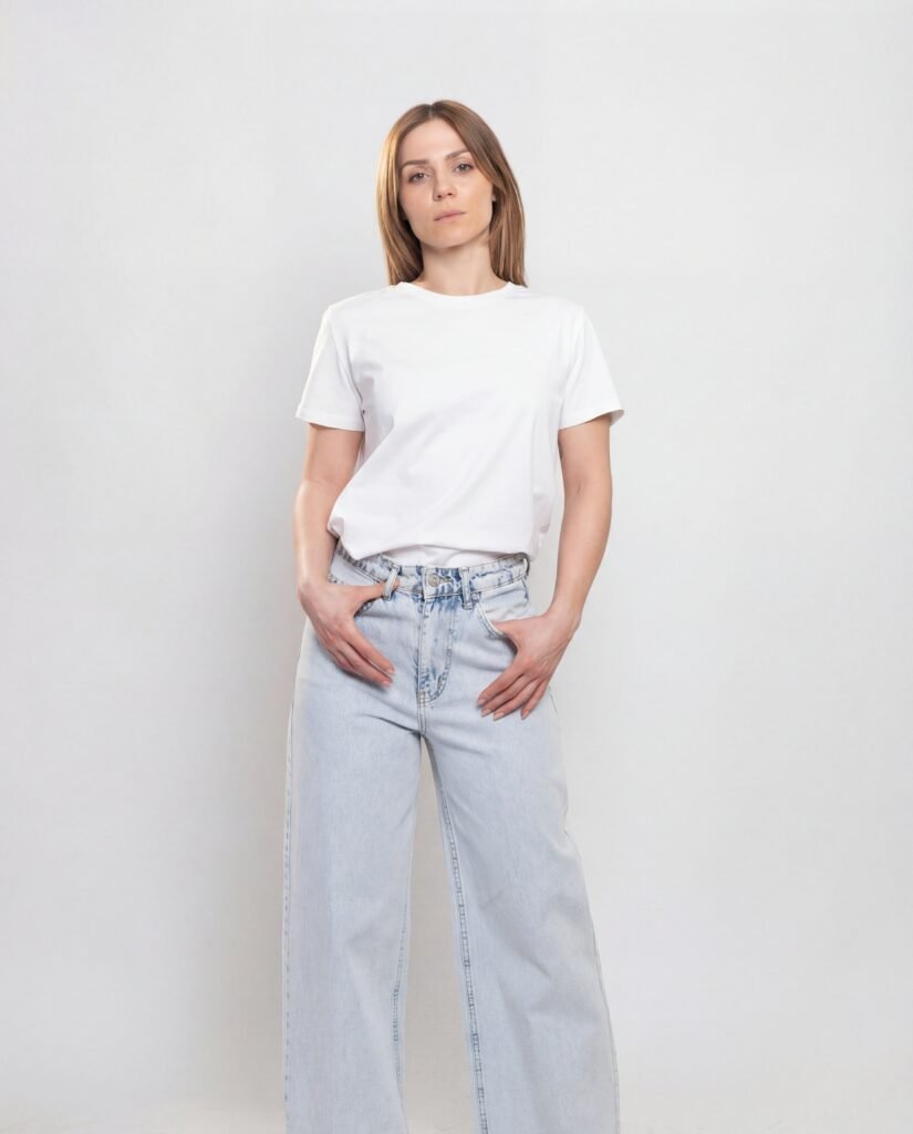 Light Wash High-Waist Wide-Leg Jeans