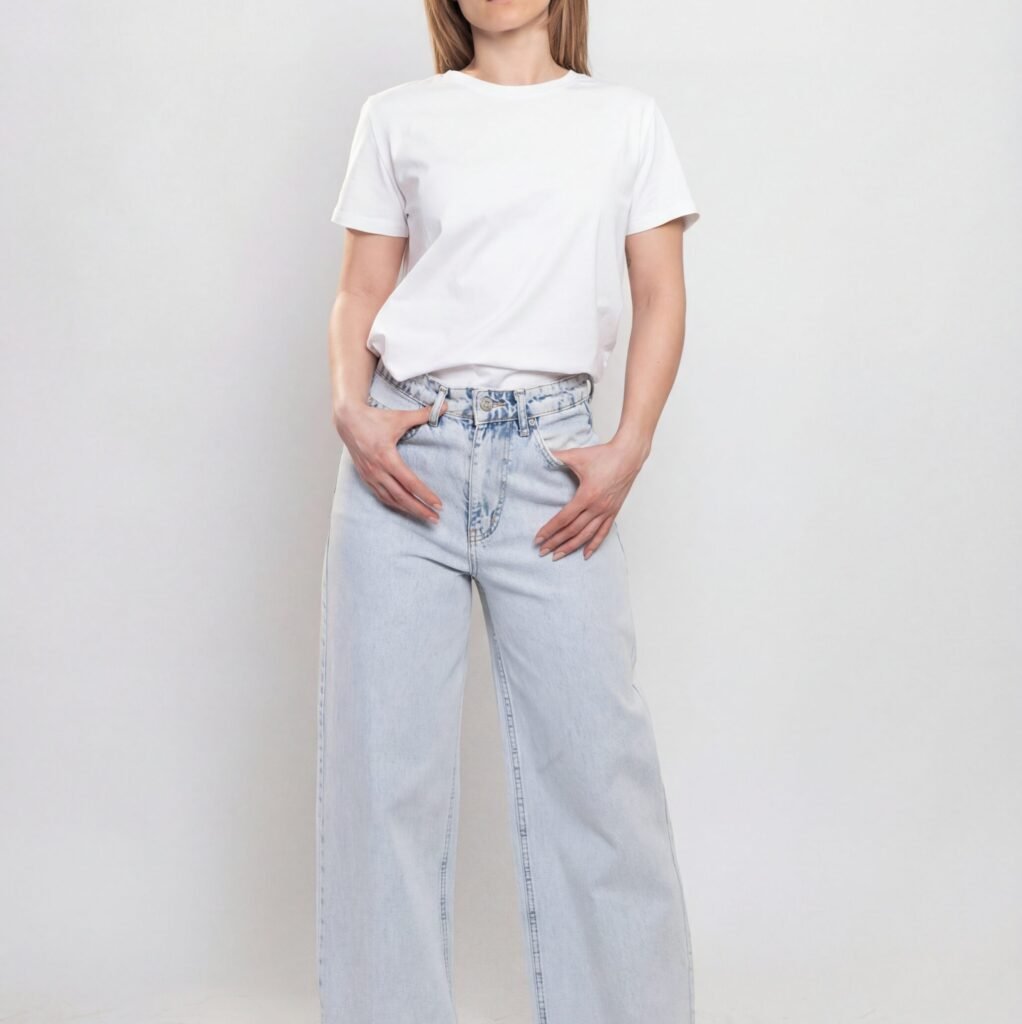 Light Wash High-Waist Wide-Leg Jeans