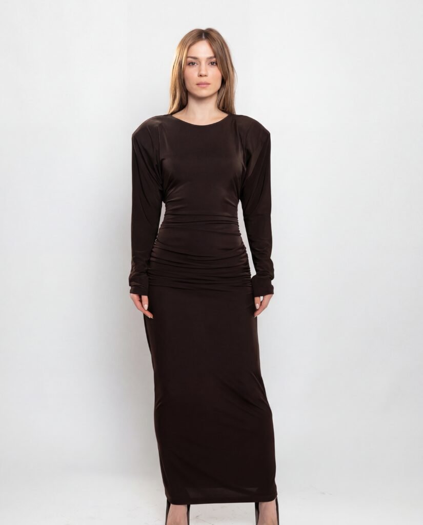Cocoa Sculpt Long Sleeve Maxi Dress