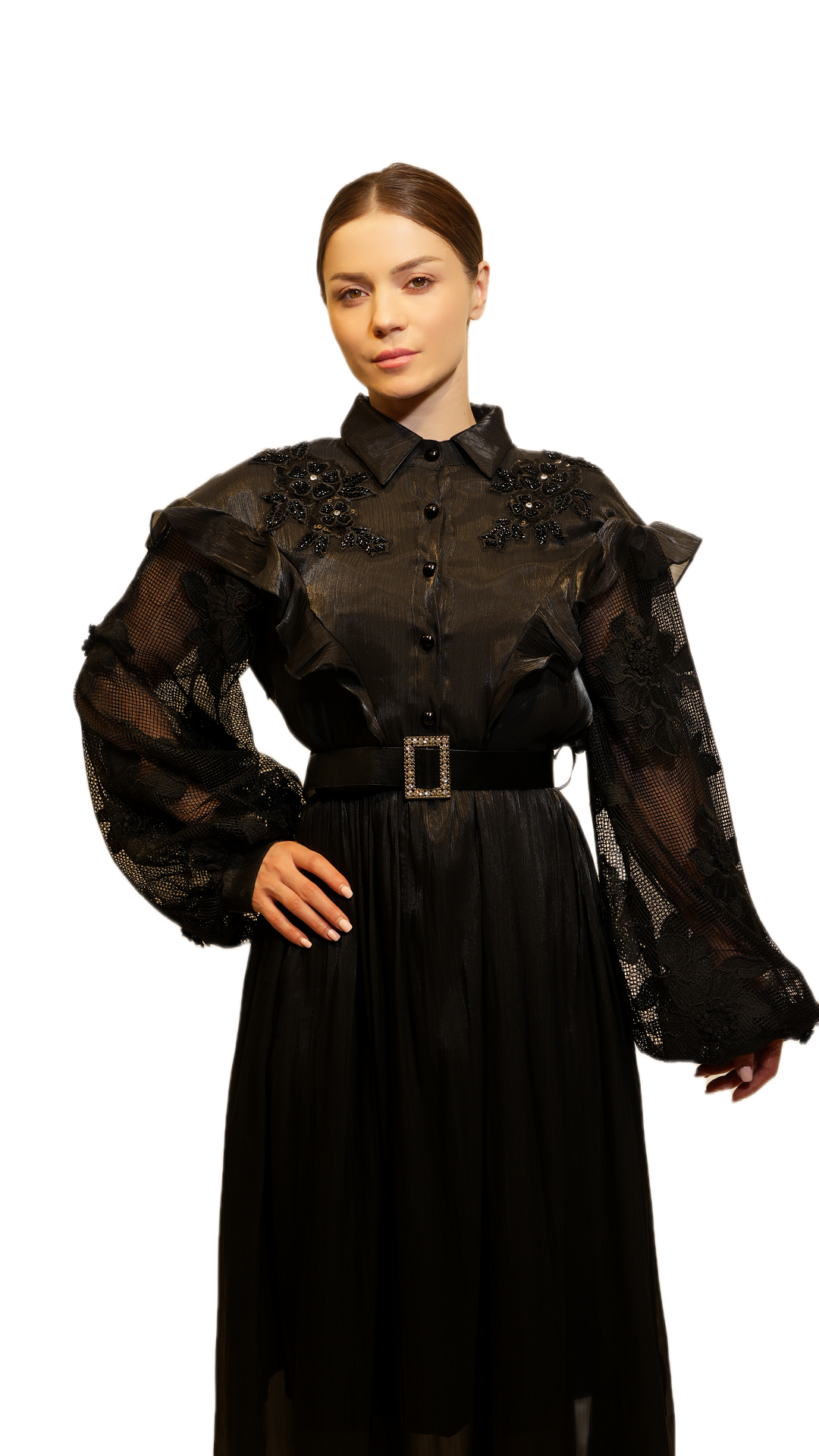 Elegant Black Lace Maxi Dress