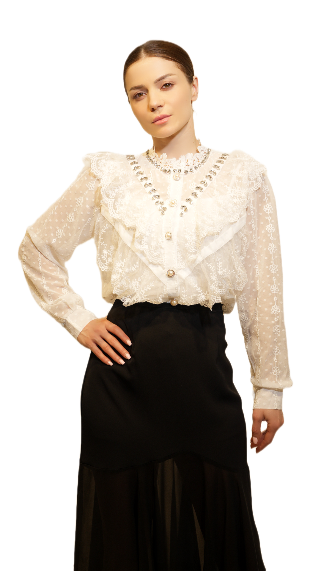 Embellished Lace Detail Blouse