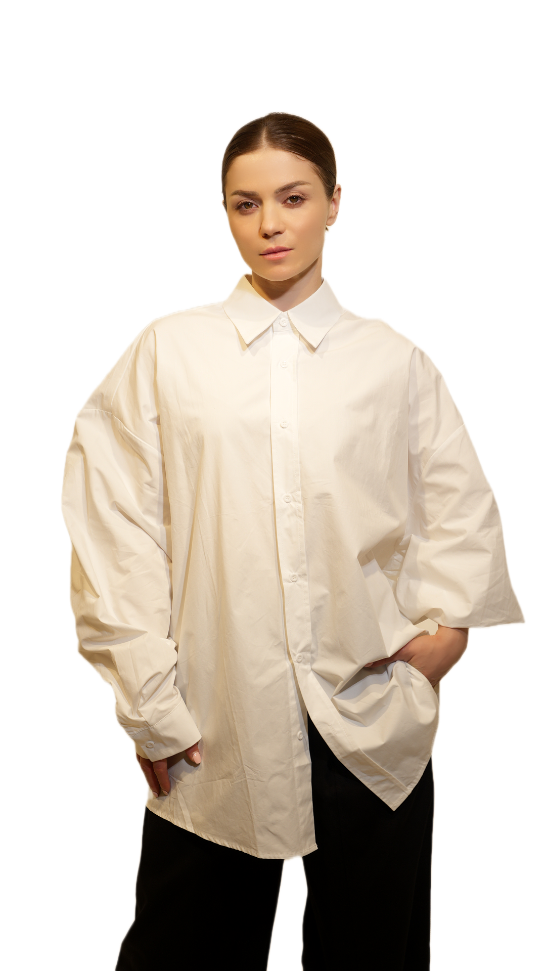 Oversized White Shirt with Lace-Up Back Detail