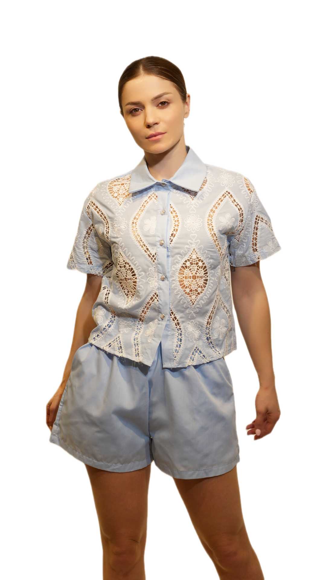 Light Blue Embroidered Summer Set