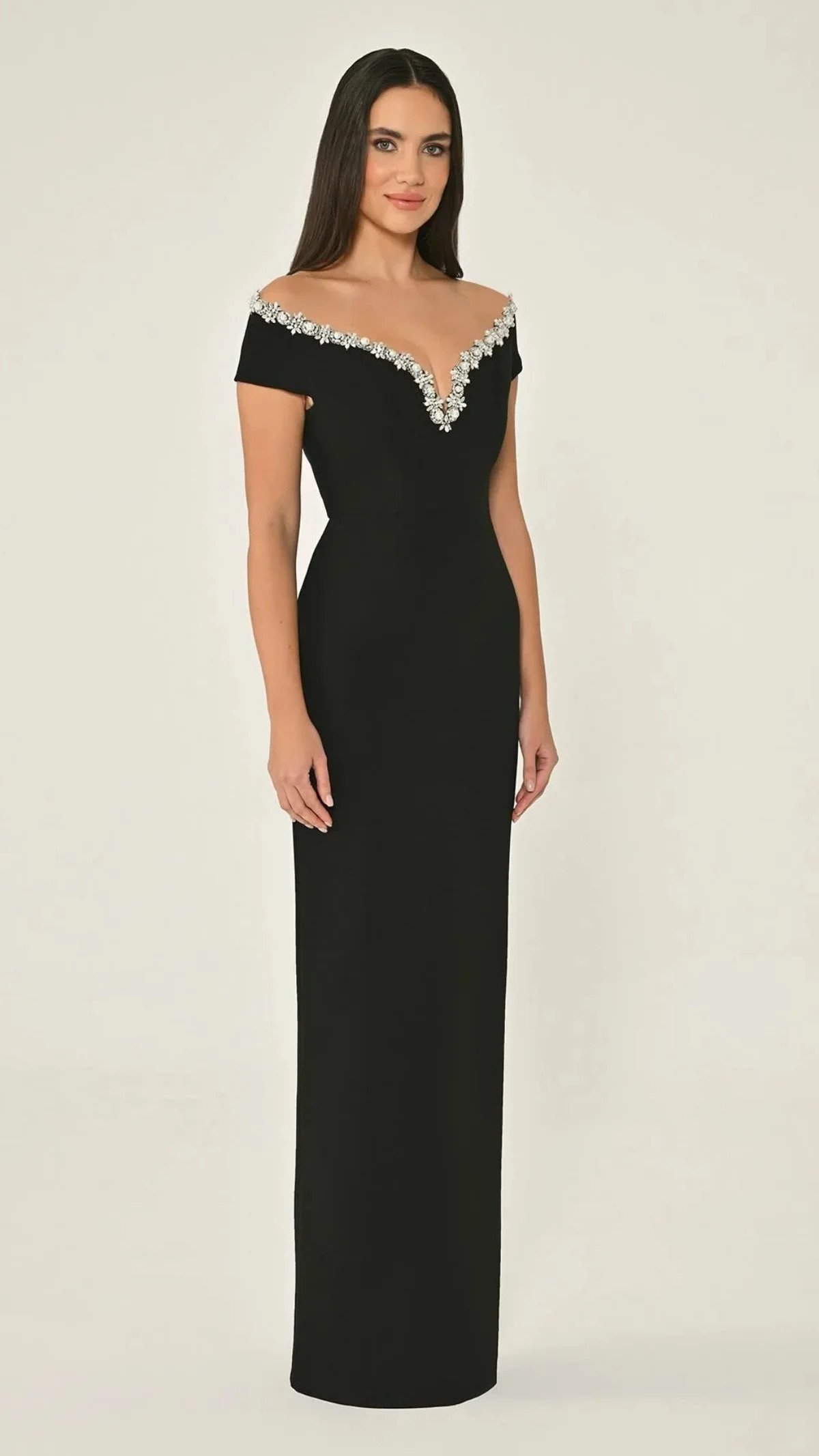 Classic Black Off-Shoulder Elegant Gown