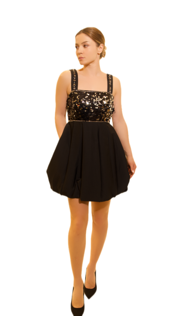 Sequin Bodice Mini Dress with Flared Skirt