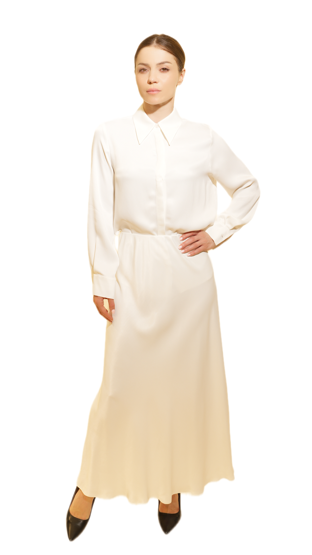 Elegant Blouse and Flowing Skirt Set
