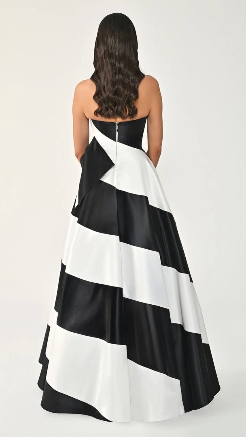 Black & White Strapless Statement Gown