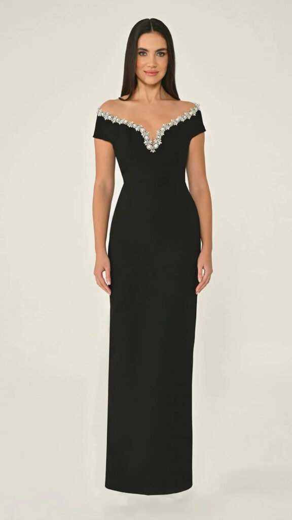 Classic Black Off-Shoulder Elegant Gown