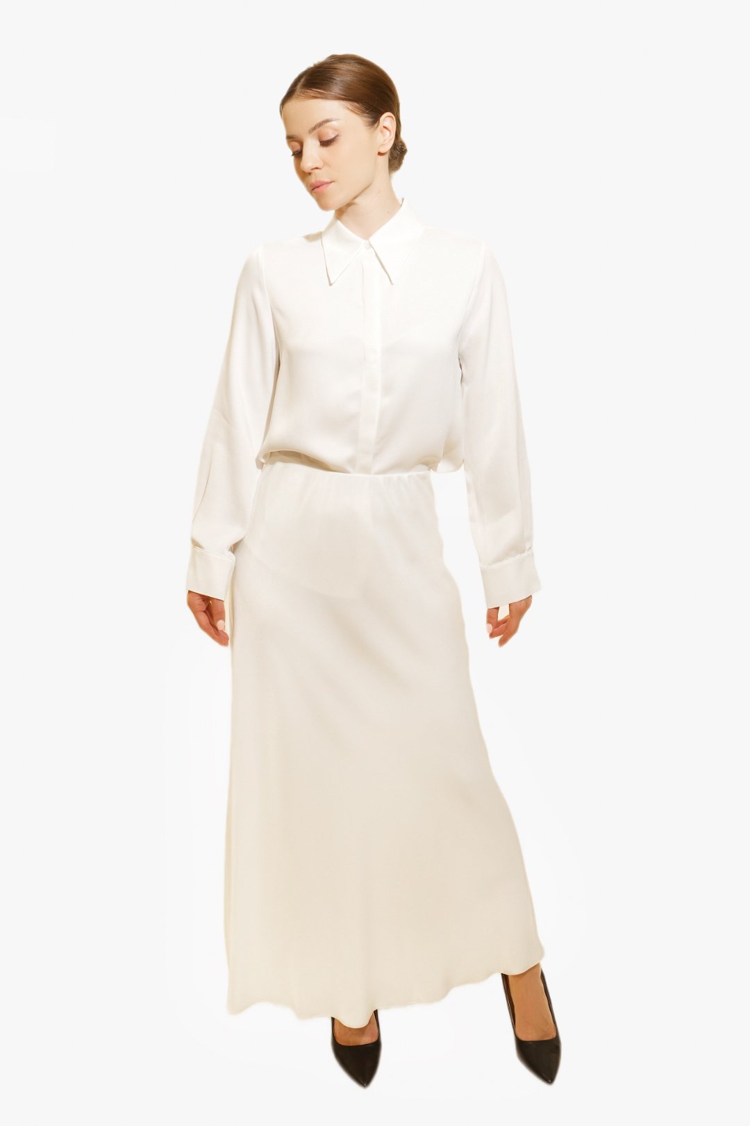 Elegant Blouse and Flowing Skirt Set