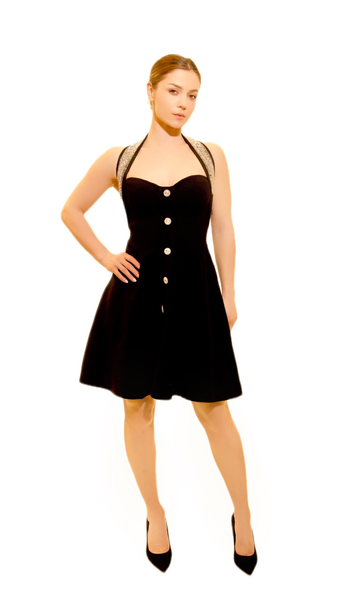 Knit Sweetheart Mini Dress with Beaded Straps