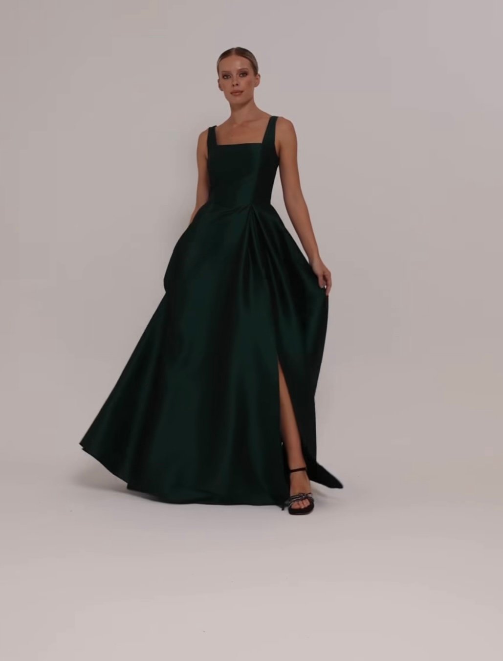 Emerald Green Structured A-Line Evening Gown