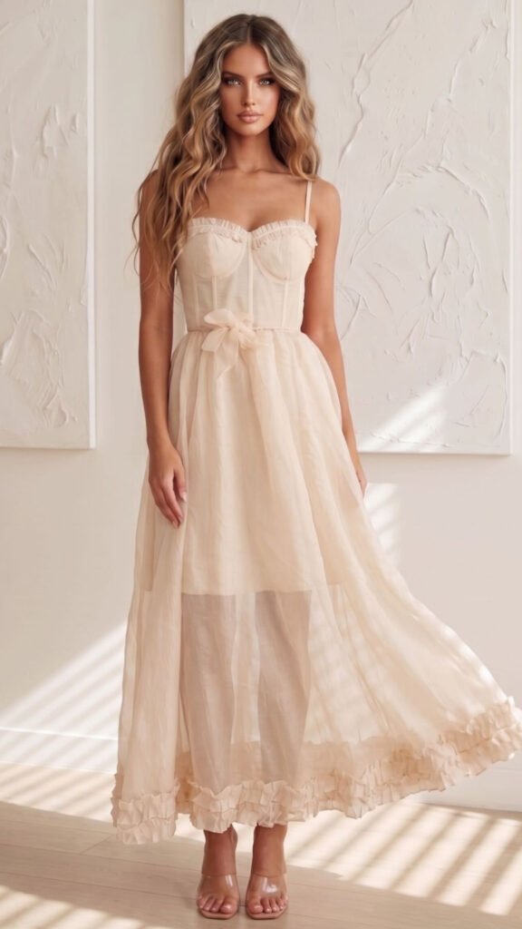 Elegant Beige Maxi Dress – Soft & Feminine Style