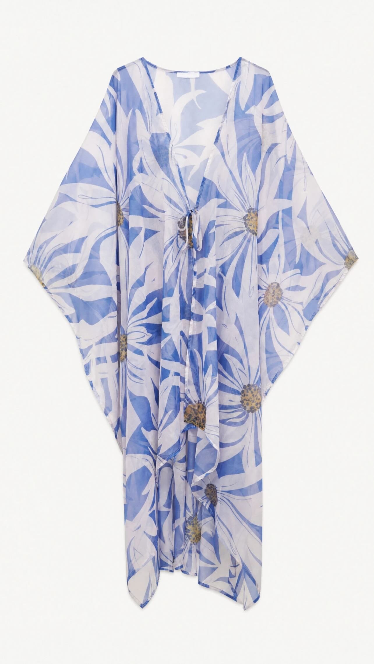 Blue and White Floral Beach Kaftan / Cover-Up