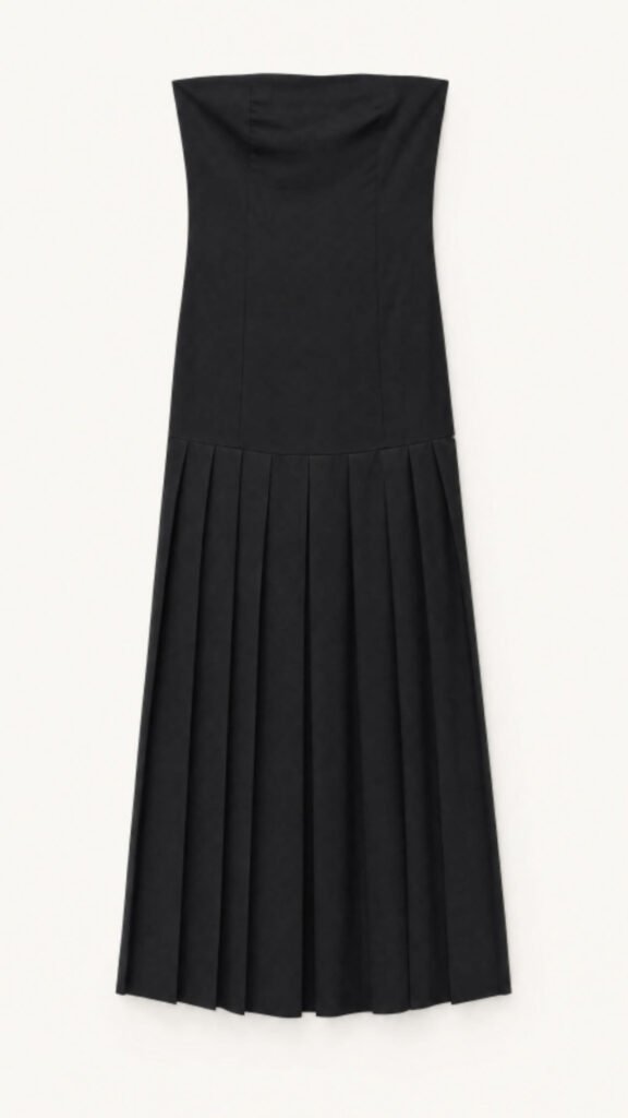 Strapless Black Pleated Dress