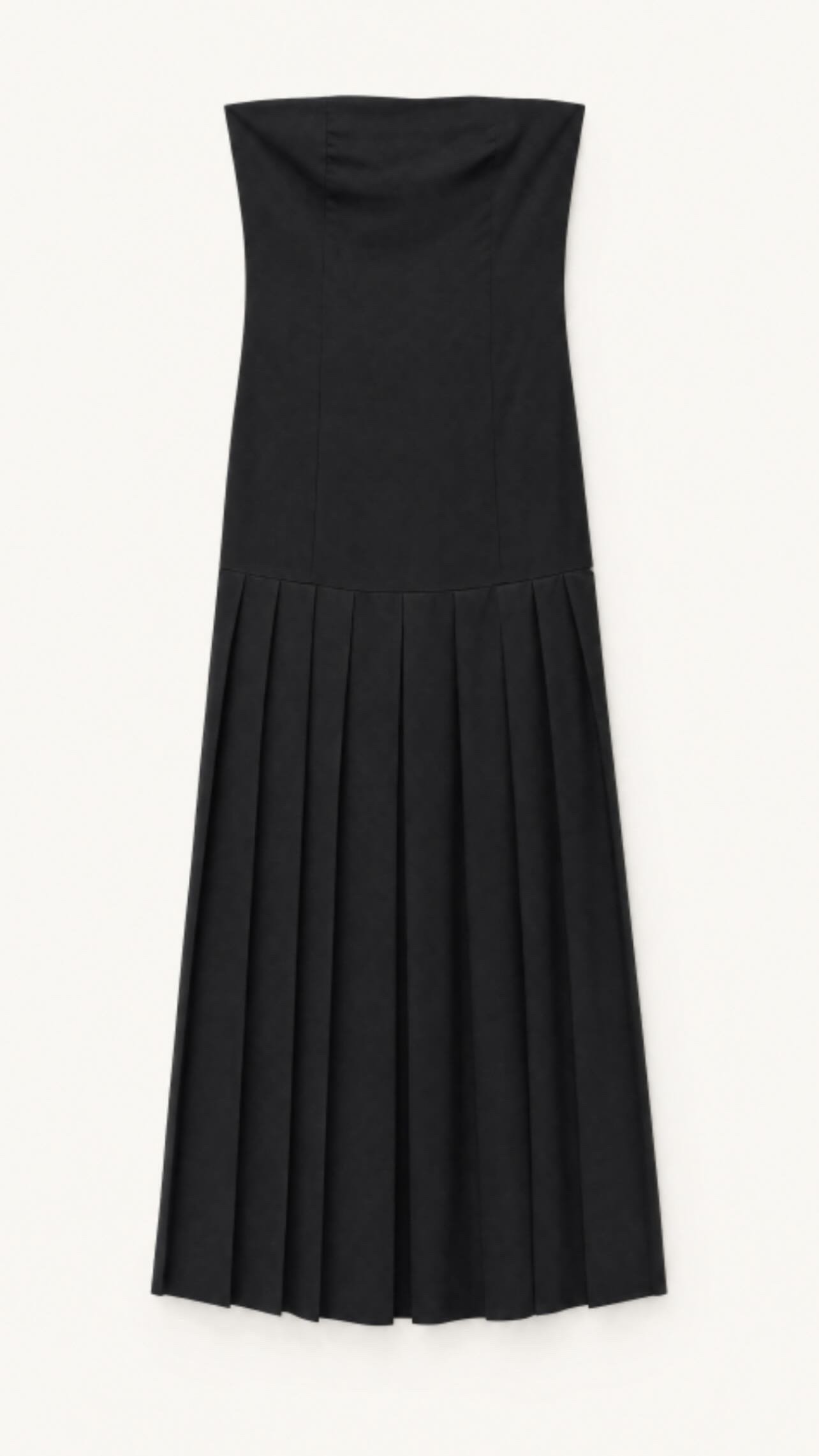 Strapless Black Pleated Dress