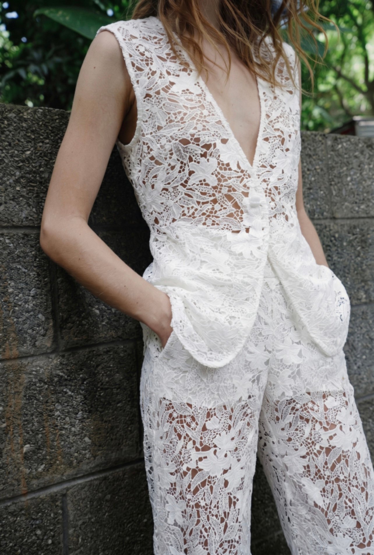 Elegant White Lace Two-Piece Set