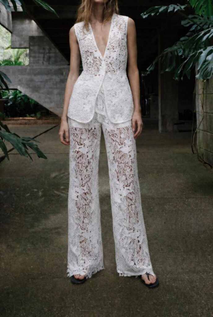 Elegant White Lace Two-Piece Set