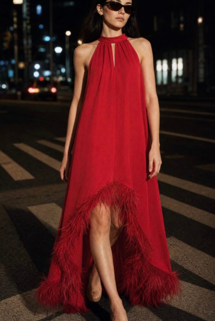 Midnight Elegance Red Dress