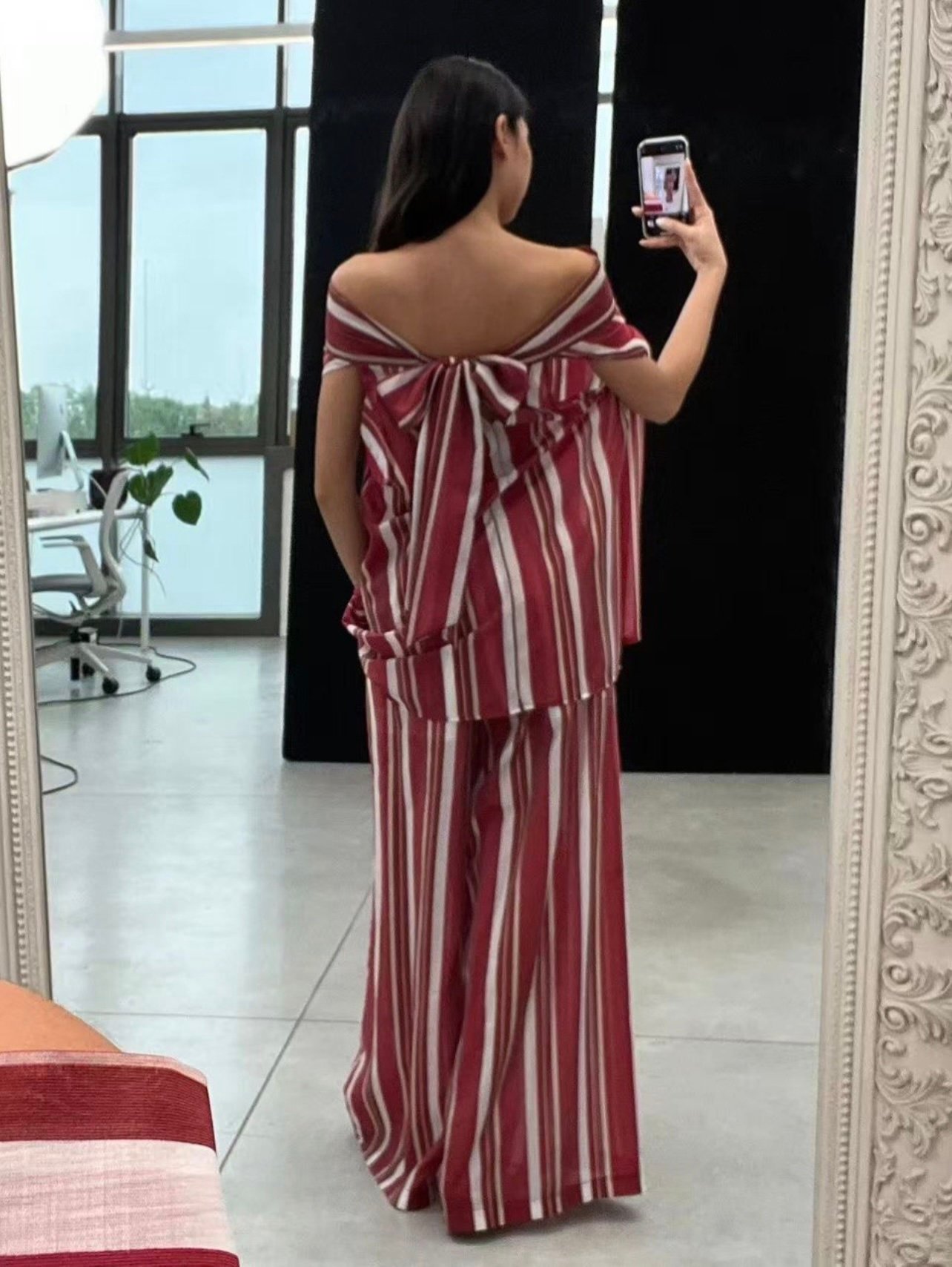 Striped Off-Shoulder Co-Ord Set
