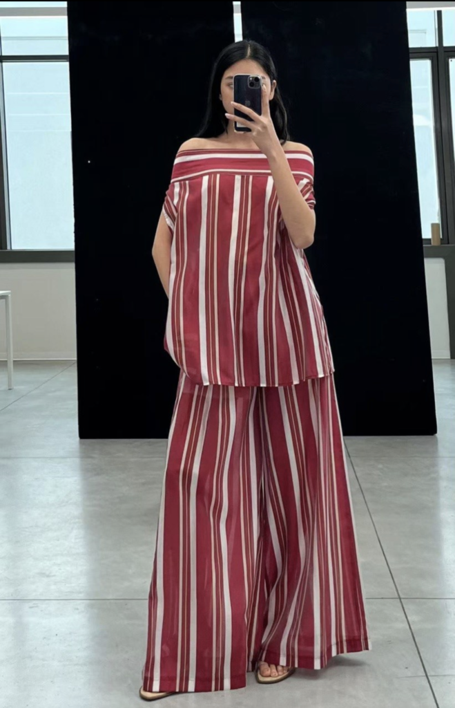 Striped Off-Shoulder Co-Ord Set
