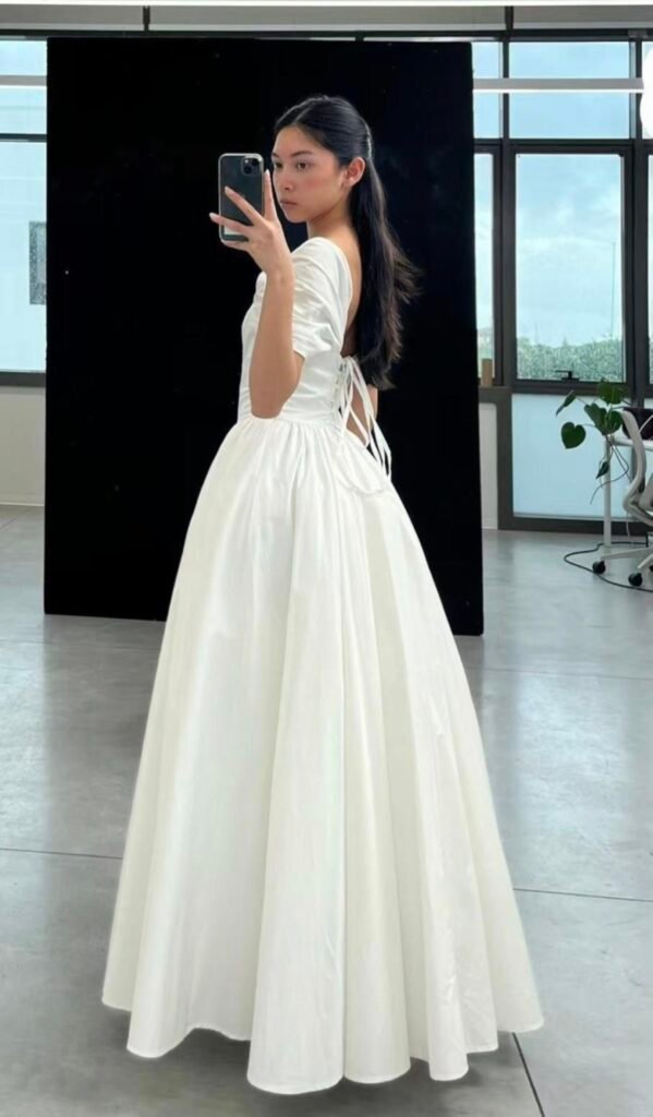 Graceful White Open-Back Maxi Dress