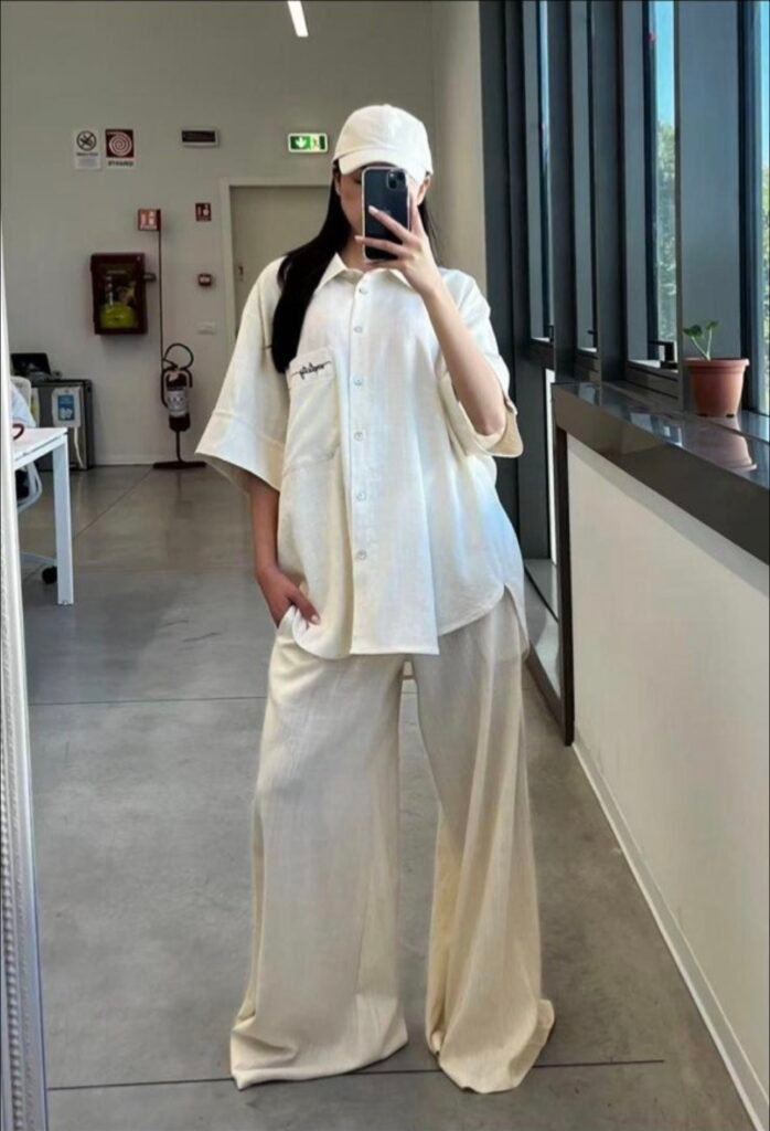 Minimalist Oversized Shirt & Wide-Leg Pants Co-Ord Set