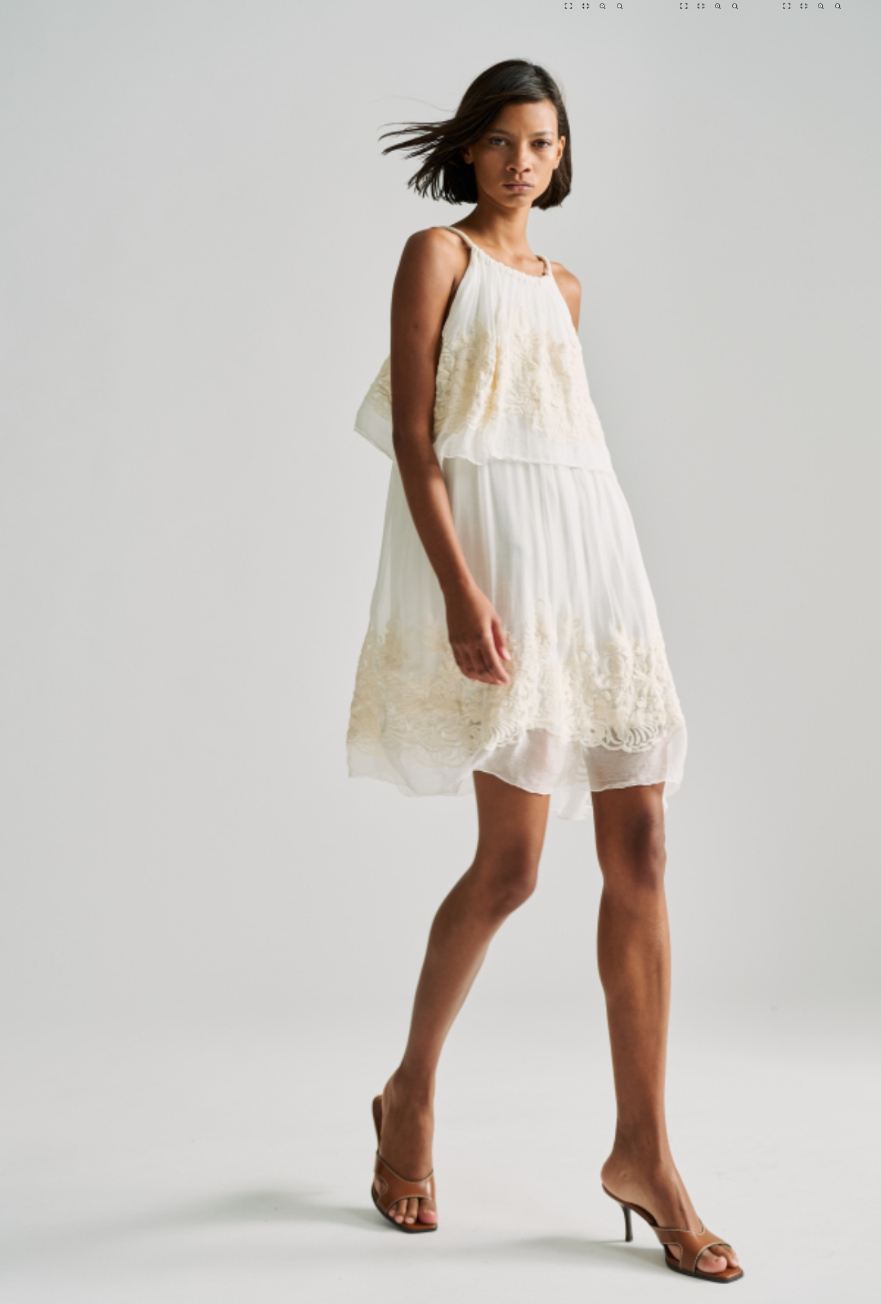 Elegant Embroidered Mini Dress in Ivory