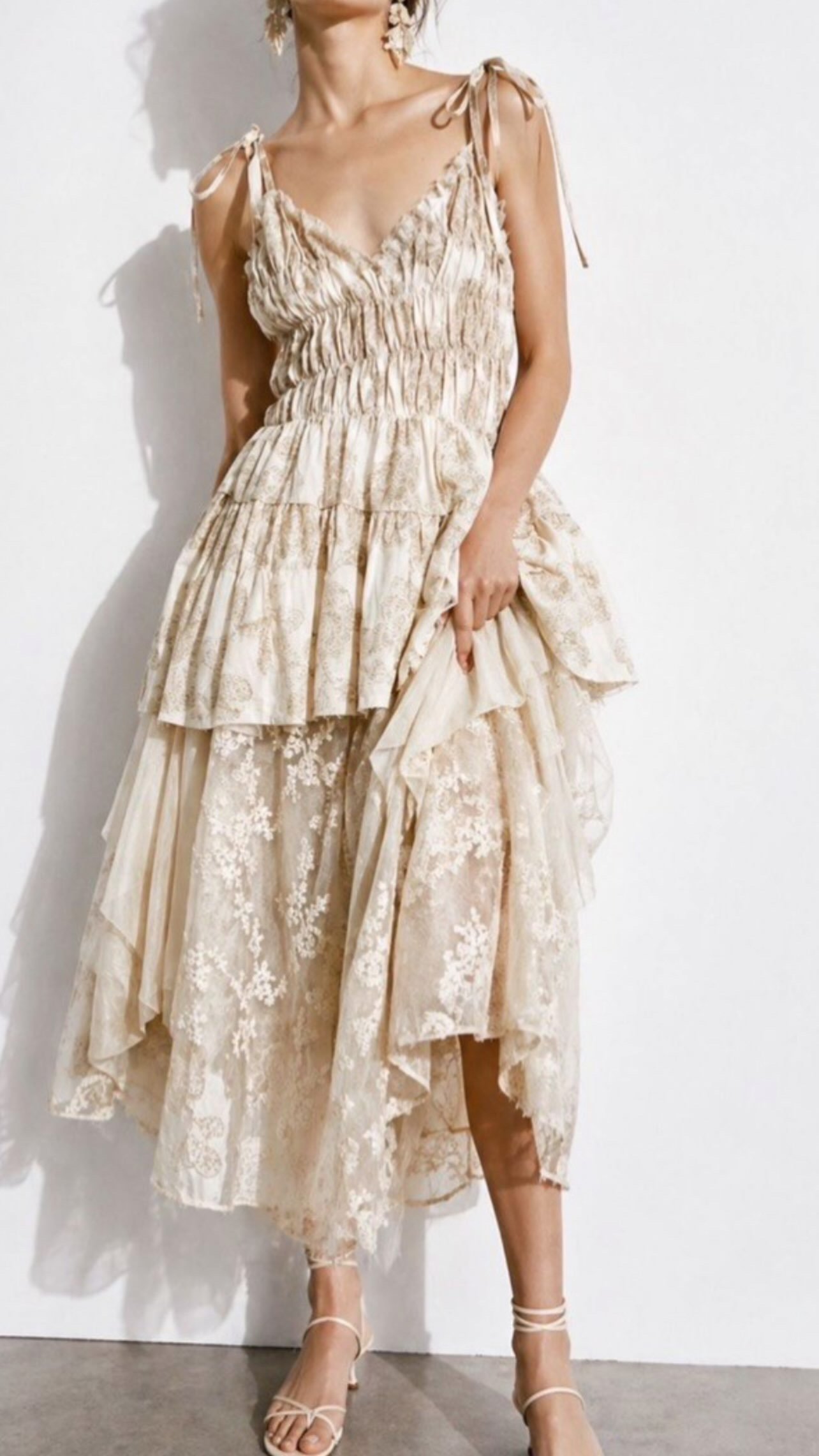 Romantic Lace Layered Midi Dress